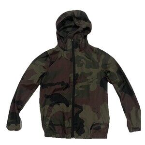 Zine Windbreaker Hooded Full Zip Jacket Camo Boys Size M